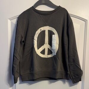 Little Co. Charcoal Sweatshirt with White Peace Sign - 5T